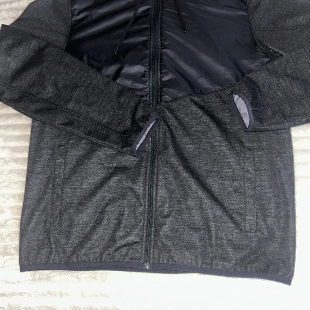 Rhone Tech Terry Full Zip Jacket‎ Mens M Black Commuter Active Hooded Hybrid
